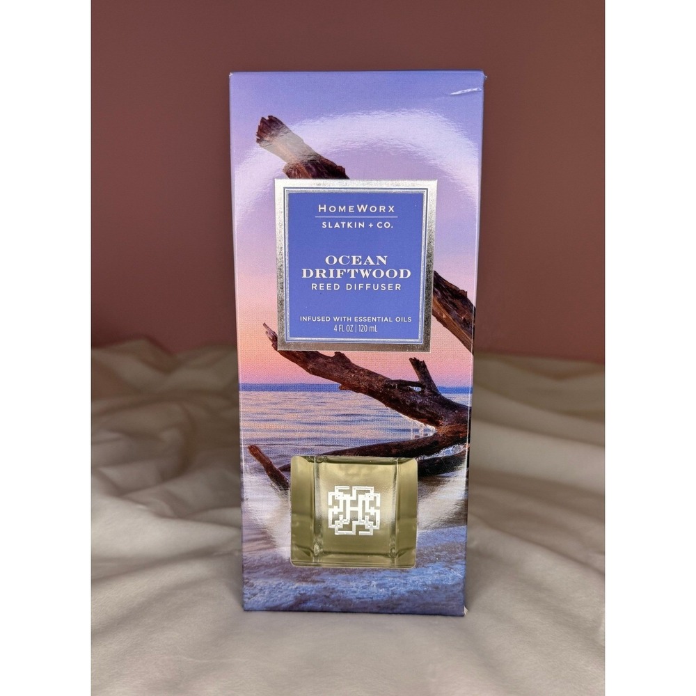 HomeWorx Slatkin & Co Ocean Driftwood Reed Diffuser 4oz Essential Oils New